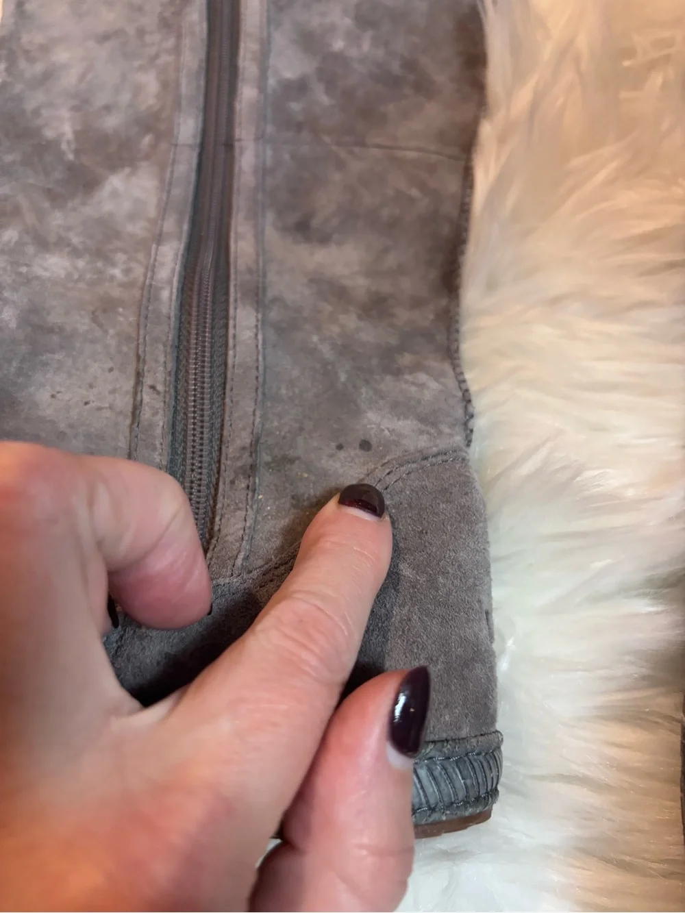 UGG Gray Suede Fringe Boots